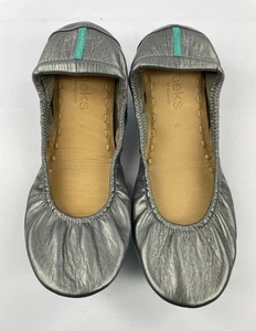 Tieks by Gavrieli Leather Ballet Flats in Metallic Pewter Women's Shoes SZ US 8 - Picture 1 of 5