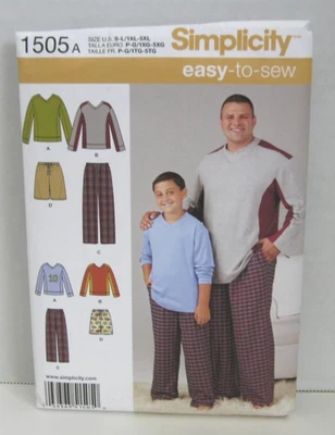 Simplicity 1505 Sleepwear For Husky Boys' S-L, Big & Tall Men's 1XL-5XL Pattern - Image 1 of 2