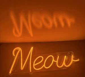 "Letrero de neón naranja maullido para decoración de pared/luz LED/14"" L X 6"" de alto" - Imagen 1 de 6