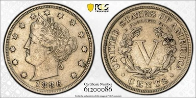 1886 Liberty V Nickel 5C PCGS XF 45 - Image 1 of 4