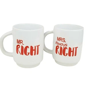 Mr Right & Mrs Always Right Mug Set of 2 White Red His & Hers Gift Wedding Love - Picture 1 of 3