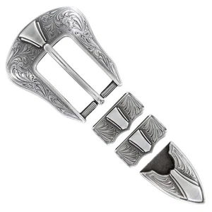 Western Floral Engraved Polished Replacement Belt Buckle Set fits 1"(25mm) Be... - Picture 1 of 1