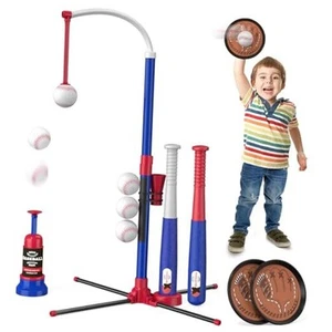 4 in 1 T Ball Sets for Kids 3-5 with Toss and Catch Ball Set, Hanging 4in1-blue - Picture 1 of 8