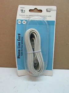 15 Ft. Telephone Phone Line Cord Ivory Connects Phone/Modem Phone Outlet TP231N - Picture 1 of 2