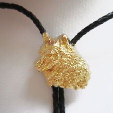 Wolf Gold-Plated Western Cowboy Rodeo Bolo Tie