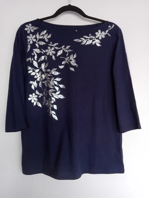 Размер M темно-синяя рубашка с серебряным принтом от Coral Bay. Отличное состояние товара - Изображение 1 из 4