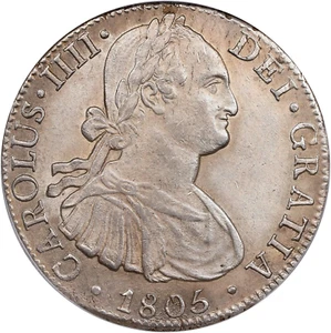 1805-Mo TH MEXICO CITY CARLOS IV SILVER 8 REALES KM-111 PCGS AU DETAILS - Picture 1 of 4