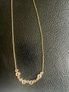 NORDSTROM Rhinestone Bezel Set Gold Plated 18" Adjustable Necklace - Picture 1 of 4