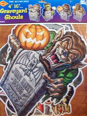 Cuatro decoraciones de Halloween de 16" de colección 1999 Beistle Graveyard Ghouls Nuevo de Lote Antiguo Foto 1 de 2