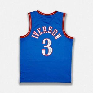 Allen Iverson Philadelphia 76ers Signed "HOF 2K16" Pro Style Blue Jersey BAS - Picture 1 of 2