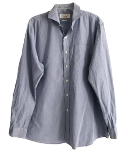 Bestall Custom Fit Shirt Mens Size L Blue Pinstripe Button Up Long Cuff Sleeves - Picture 1 of 8