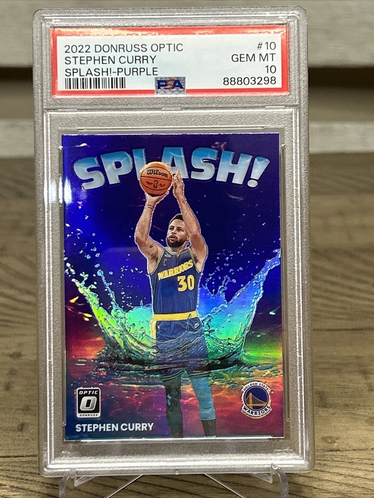 2022 DONRUSS OPTIC #10 STEPHEN CURRY SPLASH!-PURPLE PSA 10