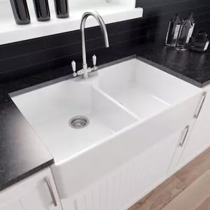 LSC Butler 895 2.0 Bowl Fireclay Cerámica Fregadero de Cocina y Residuos Cromados - Imagen 1 de 4