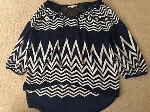 Hollywould Damen Small Kleid Oberteil Geometrisch Blau Weiß - Bild 1 von 4
