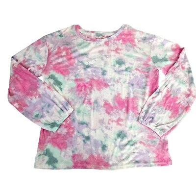 Camisa Tie-Dye Manga Larga Niñas Talla XXL (18) Rosa/Verde/Púrpura Informal Suave Foto 1 de 4
