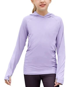 Zaclotre Kids UPF50+ Sun Shirt Athletic Hoodie with Thumbholes Purple 7-8 Yrs - Picture 1 of 8
