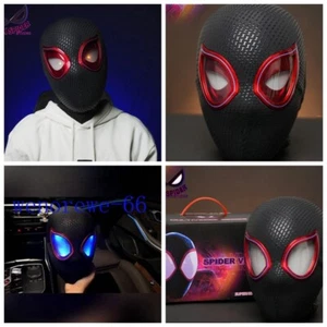 1PC Stocked Miles Morales Spider Man Mask Laser Movable Eyes Remote Ring Control - Picture 1 of 31