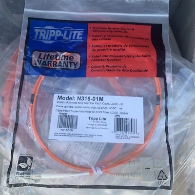 Tripp Lite N320-01M 3ft Duplex Multimode 62.5/125 Fiber Patch Cable - Image 1 of 2