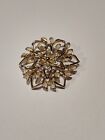 Vintage Sarah Coventry Peta Lure Flower Pin Brooch Gold Tone Finish 1.75"