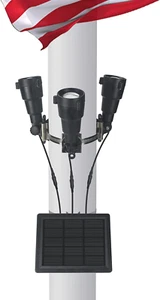 Etzeaxus Flag Pole Light Solar Powered, 3 Super-Spotlights PC Crystal LED - Picture 1 of 11
