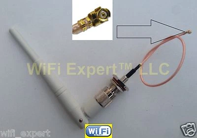 1 Antena WiFi 5dBi Blanca Doble Banda TNC 2.4Ghz 5Ghz con Cable IPX U.Fl de 8" RG178 Foto 1 de 4