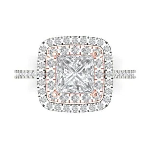 2.26ct Princess Cut Bridal anniversary Ring band 14k White Rose Solid Band - Picture 1 of 11
