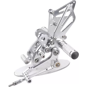 Silver Rearsets Adjustable Foot Pegs For Suzuki GSXR1300 Hayabusa 1999-2020 - Picture 1 of 4