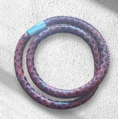 Pulsera Doble Brighton Woodstock - Patrón Piel de Serpiente - Color Rojo Oscuro Foto 1 de 2