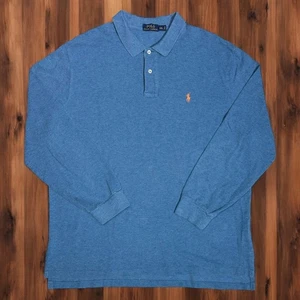 Polo Ralph Lauren Polo Shirt Mens 2XL Blue Long Sleeve Cotton Timeless Menswear - Picture 1 of 6