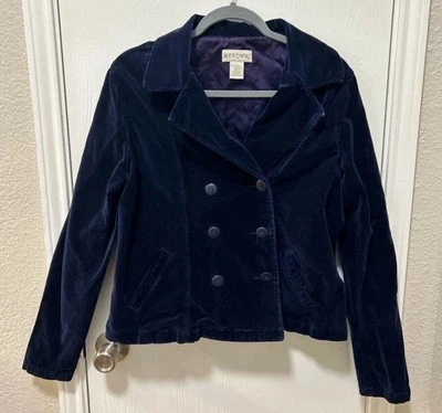Blazer Merona Terciopelo Azul Marino Abotonado Y2K Mujer Talla Grande Foto 1 de 4