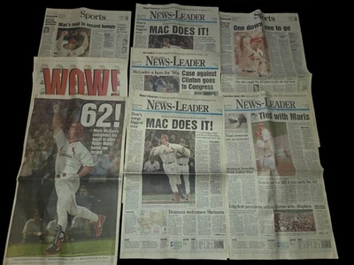 Mark McGwire St. Louis Cardinals 1998 Home Run Race 61 62 Mixed Newspaper Lot - Image 1 of 4
