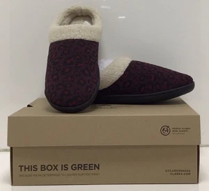 Cloudsteppers by Clarks Women’s Lenox Dream Leopard Print Slippers In Red Sz 10 - Picture 1 of 6
