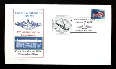 #4 of 5 Artist Signed US Naval Cover ~ USS NEW MEXICO SUBMARINE 2020 10th Anniv. - Image 1 of 4