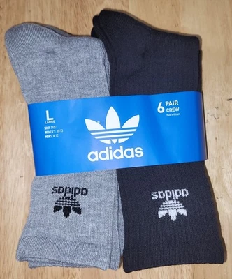 Calcetines Adidas Trefoil Crew 6 pares talla grande color gris/negro CH7676 Foto 1 de 4