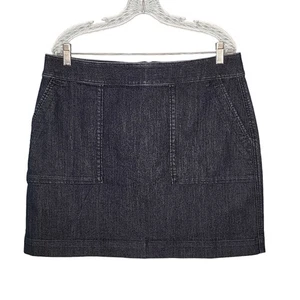 Ann Taylor LOFT Mini Stretch Denim Jeansrock dunkle Waschung Reißverschluss hinten 14 neu mit Etikett - Bild 1 von 5