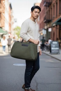 John Varvatos Herren Armeegrün Canvas Weekender Reisetasche Arbeit Sporttasche - Bild 1 von 15