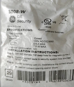 GE SECURITY 3008-W SHORTY ROLLER PLUNGER CONTACT, WHITE - Picture 1 of 2