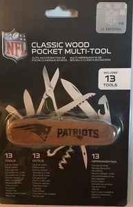 NFL PATRIOTS Classic Wood Pocket Multi-tool Includes 13 Tools NEW - Picture 1 of 3