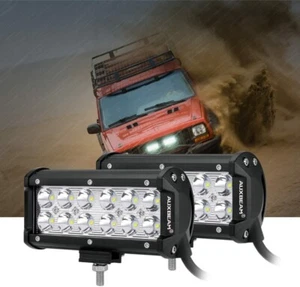 AUXBEAM 7"Inch LED Work Light Bar Driving Spot Lamp For Jeep Wrangler JK YJ LJ - Picture 1 of 12