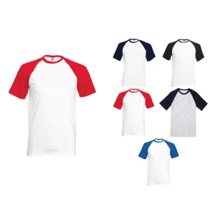 Fruit of the Loom Tee de béisbol de manga corta - camiseta raglan top - Imagen 1 de 9