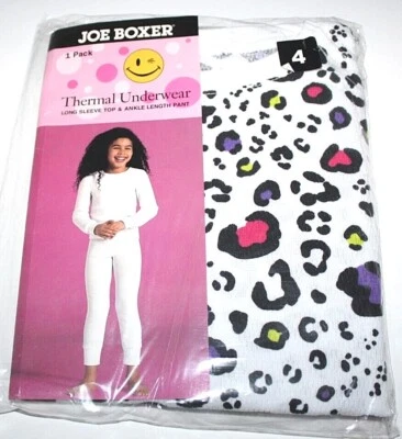 Joe Boxer 女孩白色/灰色/黑色/粉色/多保暖内衣衬衫和裤子套装 — 第 1/2 张图片