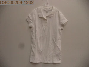 Old Navy Girls Short Sleeve Uniform Polo, White, L(10-12) 498792000399, 13" Bust - Picture 1 of 4