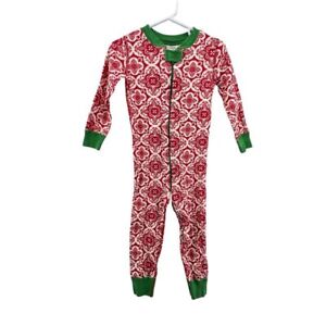 Hanna Andersson Size 90 US 3 Pajamas Zip Sleeper Red Green Christmas Holiday