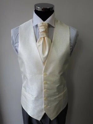 Men's and Boy's Wedding Waistcoats In An Ivory Swirl Design, Ideal For Weddings - Image 1 of 2