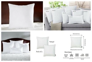4 X Plain Dyed White Hollowfiber Cushion Pad Inserts Inners Filler Size 18" 20" - Picture 1 of 17