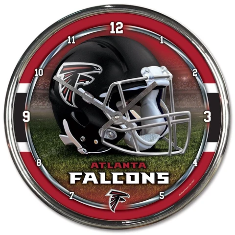 ATLANTA FALCONS HELMET LOGO 12" CHROME ROUND WALL CLOCK NEW WINCRAFT 👀 Cover