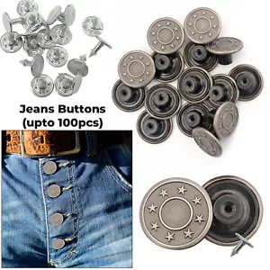 10-100 piezas botones de jean versión abierta estampados en plata para abrigos de cuero chaquetas - Imagen 1 de 12