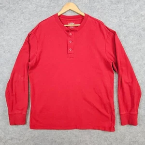 Old Navy Herren rotes Langarm Henley Hemd Gr. XL 100% Baumwolle schwere dicke Punkte - Bild 1 von 10