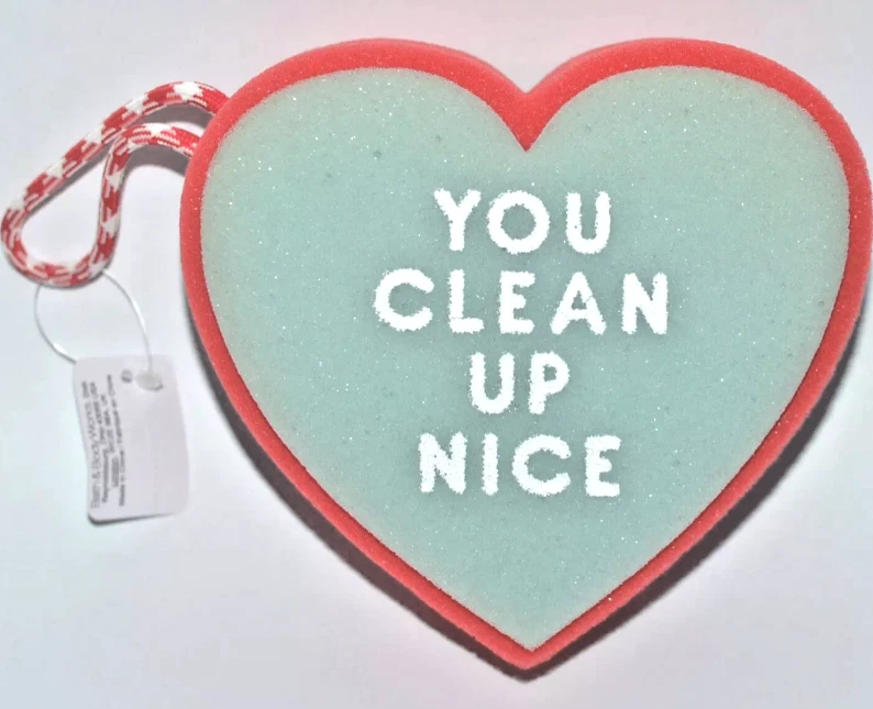 Bath & Body Works Red You Clean up Heart Shower Sponge Strap Loofah Pouf