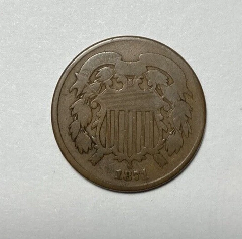 1871 Two Cent Pc Better Date Nice Original Brown Cover